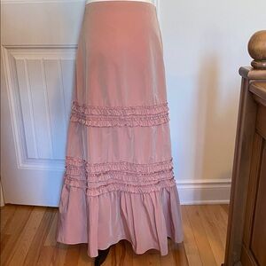 Zara Blush Pink Maxi Skirt with Ruffle Accents